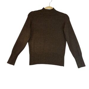 Pursuits Ltd Fine Italian Merino Wool Turtleneck Sweater Brown Sparkle Knit Sz L